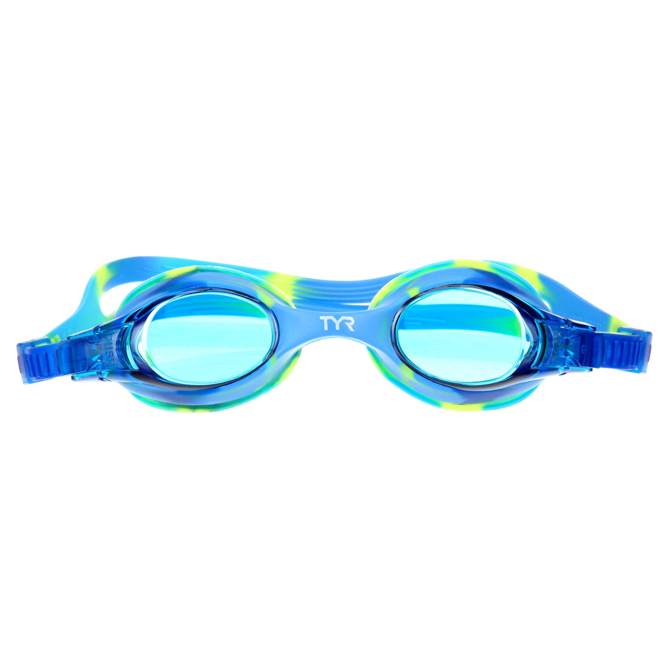 TYR Swimple Kids' Swim Goggles – Youth Goggles with Anti-Fog, UV Protection, Adjustable Fit, Blue/Green