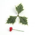 thumbnail image 6 of Visland 10Pcs Simulation Leaf with Fruits Realistic DIY Artificial Holly Berries Christmas Leaves for Party, 6 of 7
