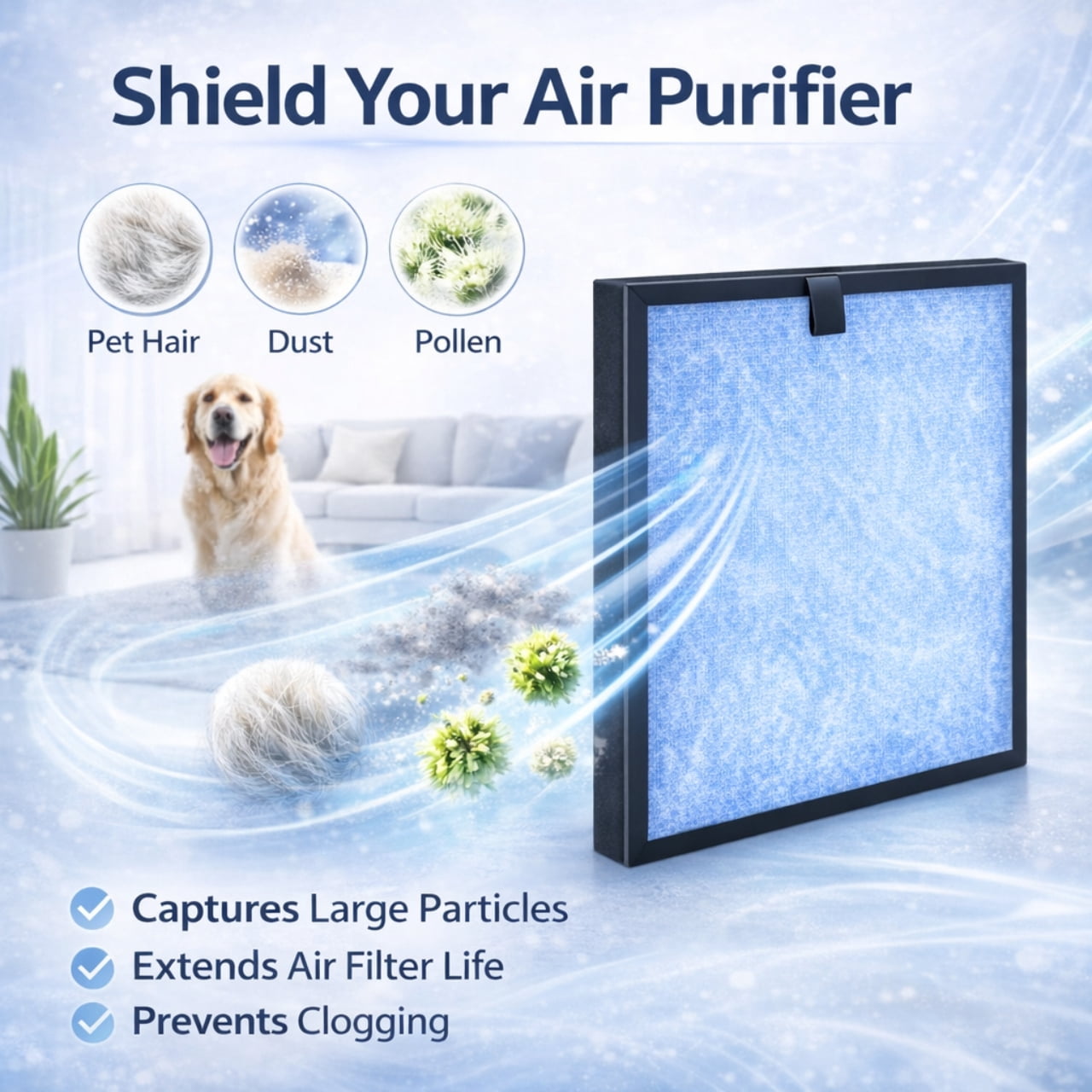 Nispira HP8 Replacement HEPA Filter Compatible with SimPure HP8 Air Purifier 3 Stage Filtration with Activated Carbon Pre Filter Replacement Air Cleaner Filter 3 Pack