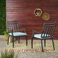 thumbnail image 3 of GDF Studio Brandywine Outdoor Iron Dining Chairs with Cushion, Set of 2, Matte Black and Light Teal, 3 of 9