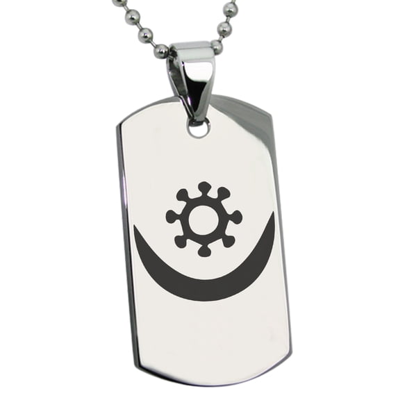 Stainless Steel Aztec Harmony Rune Engraved Dog Tag Pendant Necklace