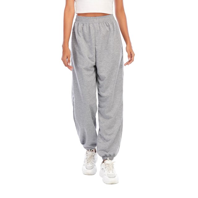 Pantalones deportivos con cintura elástica para mujer, pantalón largo deportivo, Color sólido S