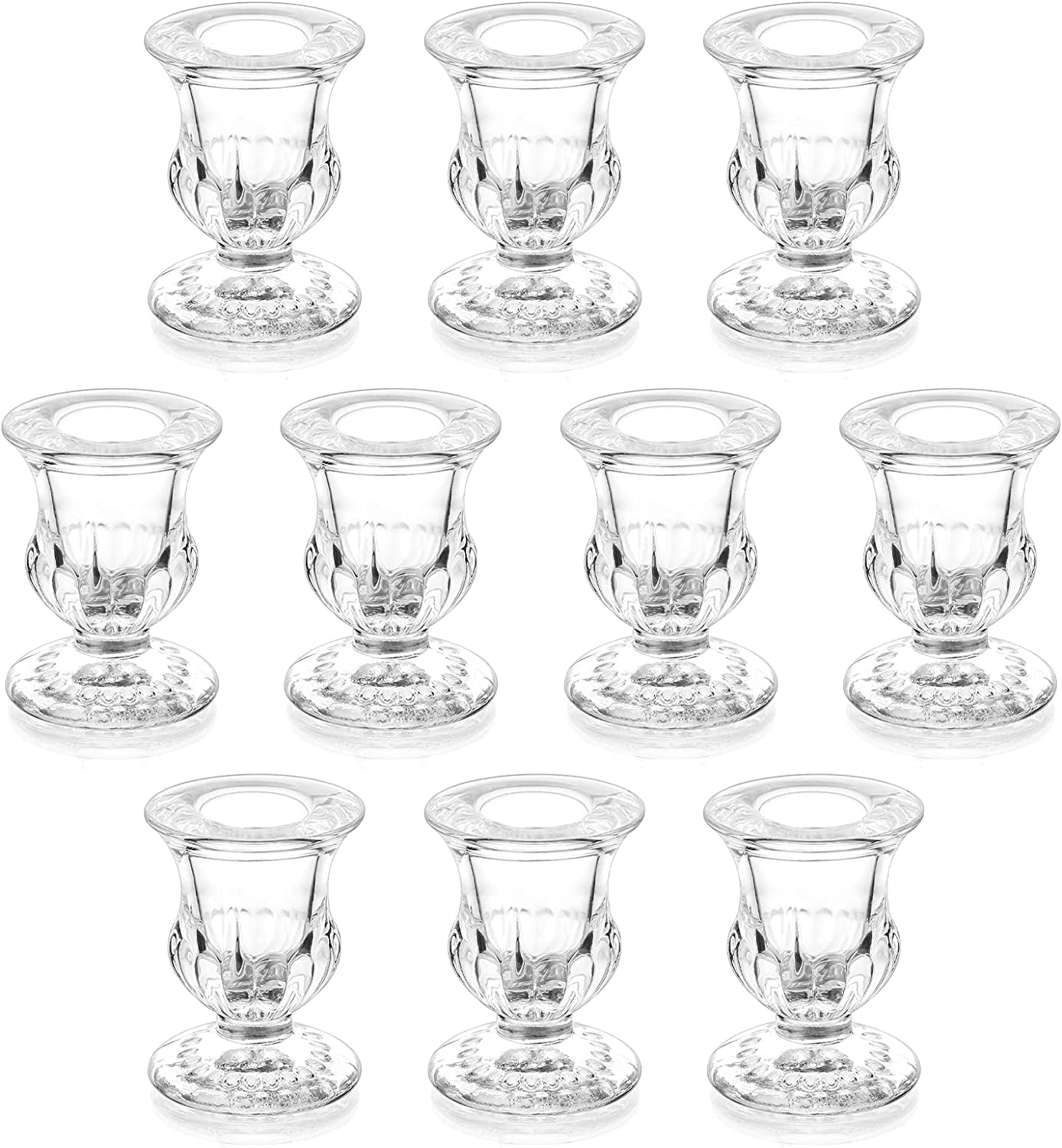 Sziqiqi Glass Taper Candle Holders Candlestick Holder for Centerpiece Set of 10