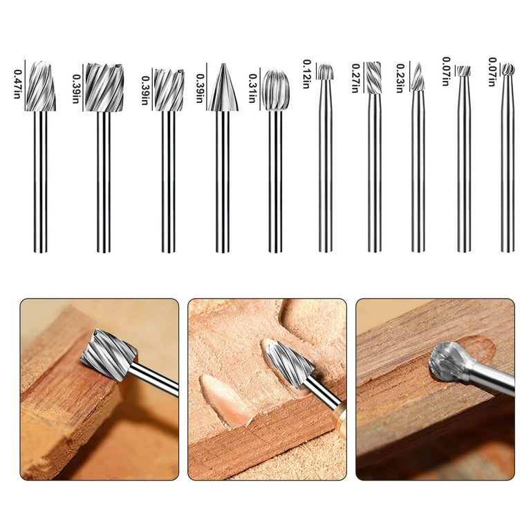 20Pcs Carbide Cutting Burr Set, EEEkit Carbide Engraving Bits & Wood Router  Bits Set Fit for Dremel Drill Bits, Rotary Grinder Grinding for Woodworking  Drilling, Metal Carving, Engraving, Polishing 