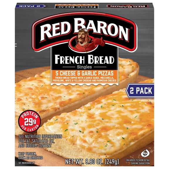 Red Baron 5 Cheese & Garlic French Bread Frozen Personal Pizza, 8.8 oz 2 Pack