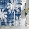 thumbnail image 3 of Summer Palm Trees Shower Curtains for Bathroom, Tropical Coastal Rustic Navy Blue Abstract Waterproof Fabric Shower Curtain for Bathroom Bathtub Decoration, Machine Washable 60"x72", 3 of 9