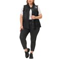 thumbnail image 2 of Agnes Orinda Denim Jackets for Women 2025 Plus Size Button Front Lapel Frayed Washed Sleeveless Long Jean Vest 4X Black Ripped, 2 of 5