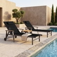 thumbnail image 2 of Harbweb Outdoor Chaise Lounge Chair Set of 2, 5-Position Adjustable Sun Tanning Chair with Pillow, Aluminum Patio Lounge Chair with Wheels & Armrests for Garden, Beach, Patio, Pool, Black, 2 of 8