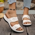 thumbnail image 6 of Jamicy Wedge Slippers for Women Dressy Slip On Comfortable Summer Breathable Shoes Floral Platform Slides for Casual Walking, 6 of 7
