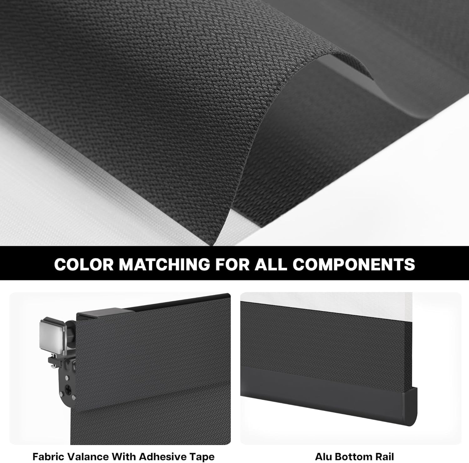 LazBlinds Cordless Zebra Blinds for Windows - Dual Layer Light Filtering & Blackout Roller Shades, Free-Stop Lift System, No Drill Easy Install, Day & Night Privacy with Valance, 31"W X 72"H, Black