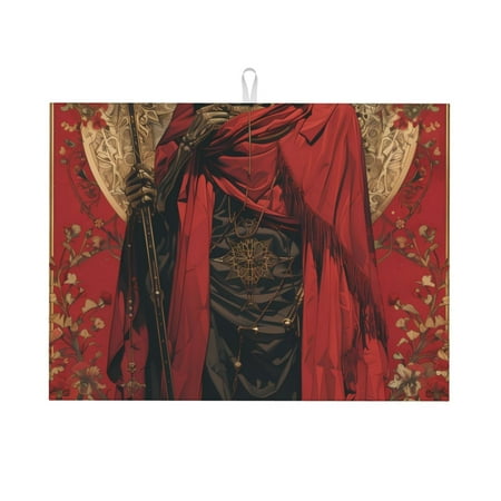

Honeii Vintage Rose Scepter Skull Print Kitchen Drying Mat Coffee Bar Mat Hide Stain Coffee Maker Mat for Countertops Coffee Pot Dish Drying Mat