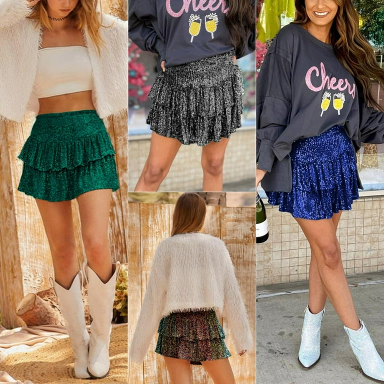 Flowy sequin mini skirt deals