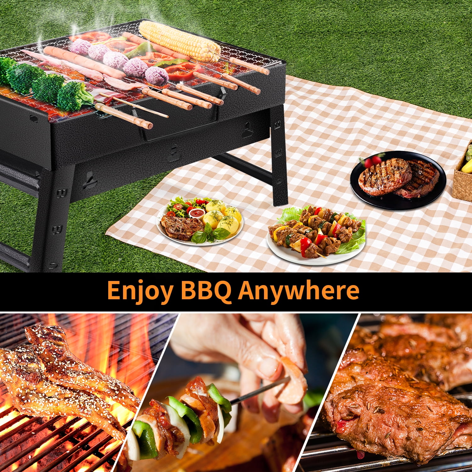 End-of-year Cleanrance! Morpilot Portable Charcoal Grill Lightweight Folding BBQ Tools for Outdoor Cooking Camping Hiking Picnics Silver End-of-year Cleanrance! Morpilot Portable Charcoal Grill Lightweight Folding BBQ Tools for Outdoor Cooking Camping Hiking Picnics Silver