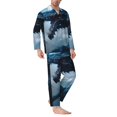 thumbnail image 2 of Balery Blue Thunder Storm Dragon Pijama para Hombre de Dos Piezas con Manga Larga, Conjunto de Dormir y Descanso Suave con Bolsillos-Small, 2 of 7