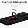 thumbnail image 5 of for iPhone 13 Pro Case with Camera Lens Cover HD Screen Protector, Dual Layer Military Grade Drop Protection Magnetic Ring Holder Kickstand Protective Phone Case for iPhone 13 Pro 6.1 inch (Black), 5 of 17