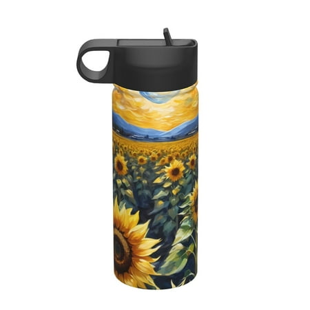 

Goofa Starry Sky Moon Sunflower for Insulated Kettle 18oz Water Bottle Insulated Tumbler with Handle & Flip Straw - Fits in Cup Holder Leak Resistant Tumbler