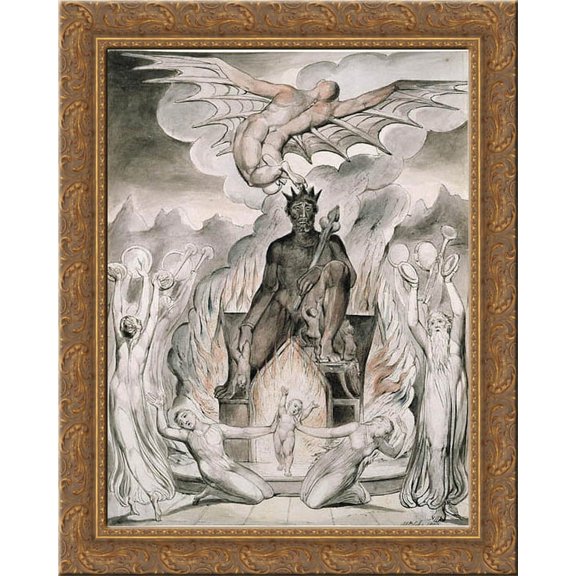 Illustration to Milton`s On the Morning of Christ`s Nativity 20x24 Gold Ornate Wood Framed Canvas Art by Blake, William