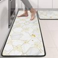thumbnail image 2 of Kitchen Rugs Sets Of 2,White Gold Leaf Hexagon Marble Pattern Anti Fatigue Kitchen Mat Rugs Non Slip Washable,Decorative Kitchen Floor Mats for Kitchen,Sink,Laundry,17"x47"+17"x47", 2 of 5