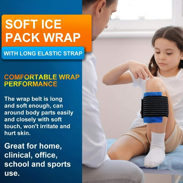 2 Gel Ice Pack 2 Soft Wrap with Elastic Strap Reusable Hot Cold