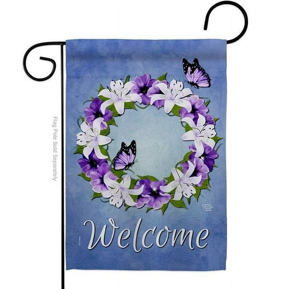 Ornament Collection G192673-BO Lily Wreath Floral Double-Sided Decorative Garden Flag, Multi Color