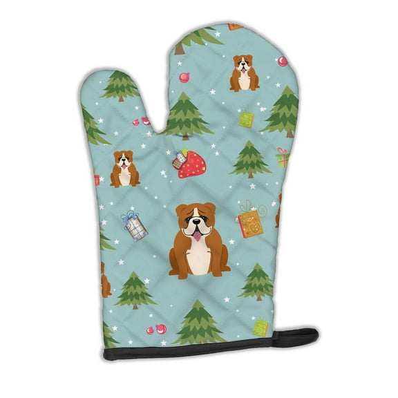 Christmas English Bulldog Red White Oven Mitt