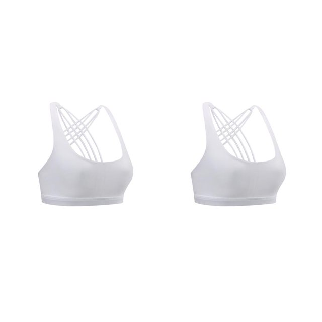 sweethay Sujetadores deportivos Elasticidad Fitness Sujetador Passion Ductility Cross Back Diseño único Acolchado sin costuras para mujer Blanco XL 2Conjunto