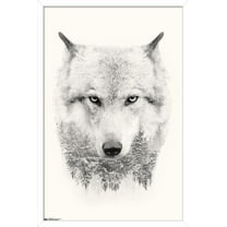 Wolf - Trees Wall Poster, 14.725" x 22.375", Framed