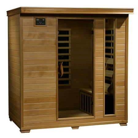 Emf Free Infrared Sauna Radiant Saunas Radiant Saunas Infrared Hemlock Sauna for 4 People with 9 Low-EMF Carbon Heaters, Chromotherapy and Audio System ()