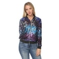 thumbnail image 2 of Fashion Womens Sequin Long Sleeve Front Zip Jacket with Ribbed Cuffs, 2 of 5