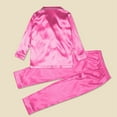 thumbnail image 4 of Ediodpoh Satin Silk Button Down Pajamas PJ's Sets Solid Two Piece Family Matching Sleepwear Loungewear Long Sleeve Silk Nightwear for Kids Hot Pink 11-12 Years, 4 of 9