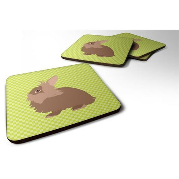 Lionhead Rabbit Green Foam Coaster, Set of 4
