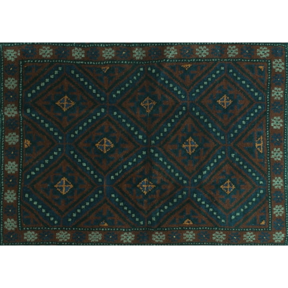 Ahgly Company Machine Washable Indoor Rectangle Southwestern Turquoise Blue Country Area Rugs, 5' x 7'