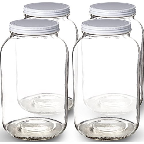 Wide Mouth 1 Gallon Clear Glass Jar + Metal Lid With Airtight Liner Seal