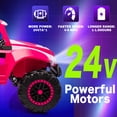 thumbnail image 7 of 24V 2-Seater Kids Ride On Car Electric Off-Road UTV Side by Side with 2WD Powered Wheel Electric Vehicle with Remote Control, Bluetooth, LED Light Gift for Boys and Girls 3-8 Aged-Pink, 7 of 7