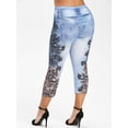 thumbnail image 5 of Julycc Womens Plus Size Denim Look Skinny Leggings Jeans Stretchy Casual Capri Pants, 5 of 5