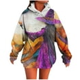 thumbnail image 2 of Halloween Sweatshirts for Women 2025 Pumpkin Patchwork Long Sleeve Drawstring Hoodie Oversized Spooky Season Vintage Funny Sweatshirt Family Party Fall Festival Outerwear with PocketXdegoge, 2 of 5