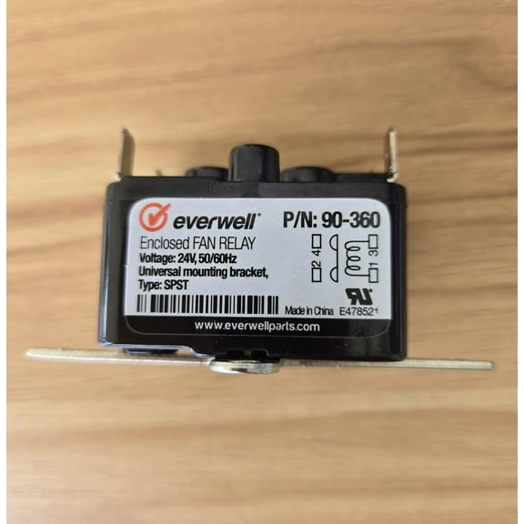 Everwell 90-360 – 24V Enclosed Heavy Duty Fan Relay with Universal Mounting Bracket. SPST