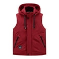 thumbnail image 2 of Zedker Men's Lightweight Sleeveless Puffer Vest Waterproof Outdoor Vest Jacket With Hood Wine L, 2 of 3