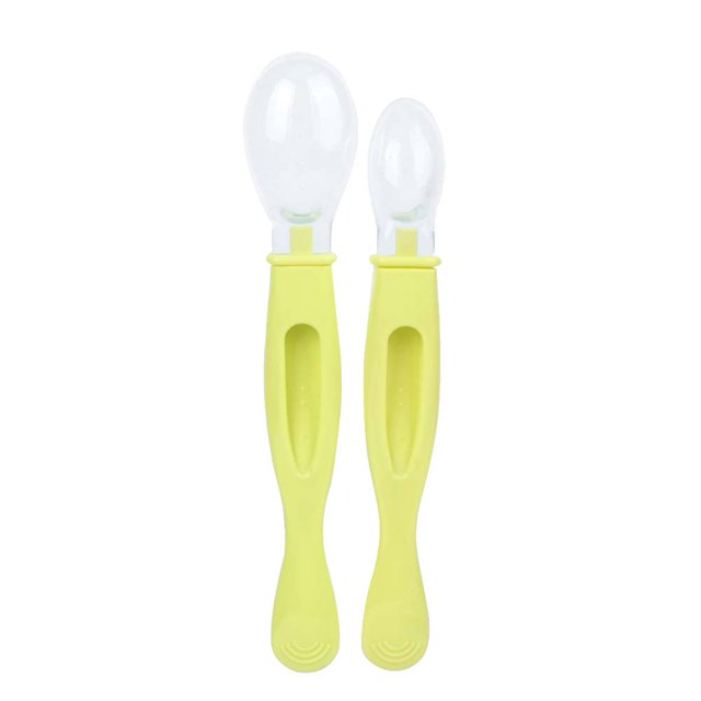 Cuchara Para Bebé, No Pegajosa, No Daña Las Encías, Redondeada, Sin Bordes Ni Esquinas, Cuchara Suave De Silicona Completamente Envuelta, Material De Silicona De Grado