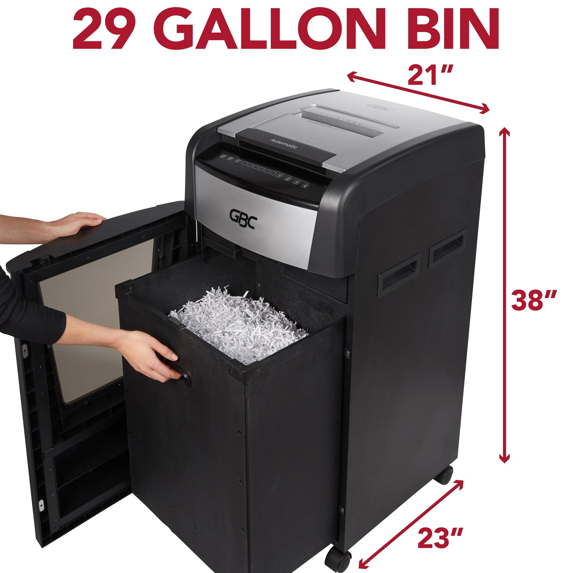GBC AutoFeed+ 600X Super Cross-Cut Office Shredder, 600 Sheets, 29 Gallon Bin, Black