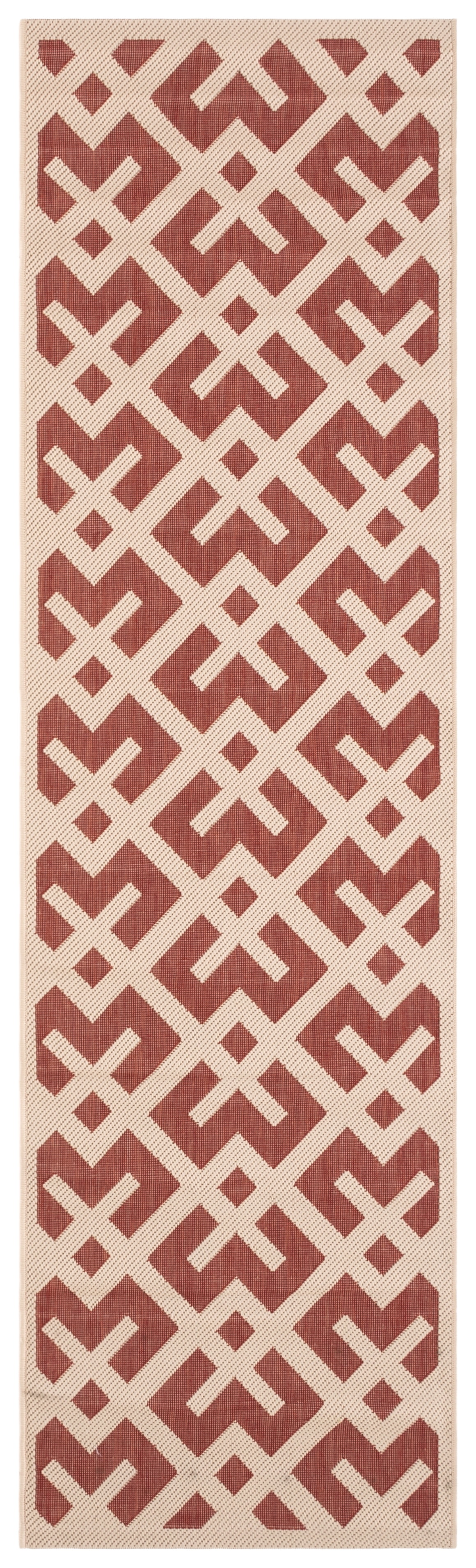 Safavieh Courtyard Alvin Geometric Indoor/Outdoor Runner Rug, Red/Bone, 2'3" x 12'