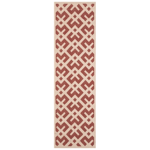 Safavieh Courtyard Alvin Geometric Indoor/Outdoor Runner Rug, Red/Bone, 2'3" x 8'