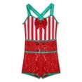 thumbnail image 3 of YONGHS Kids Girls Candy Cane Christmas Costume Sequins Stripes Cheer Dance Performance Leotard Red 12, 3 of 7