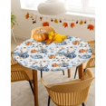 thumbnail image 4 of Round Fitted Tablecloths Thanksgiving Colorful Pumpkin Waterproof Table Cover for Kitchen Dining Party Decor Autumn Floral Leaves,45"-54", 4 of 6