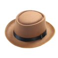 thumbnail image 2 of Sombrero de copa plana estilo británico retro con forma de cúpula para otoño e invierno, sombrero redondo de lana, sombrero de jazz para hombres y mujeres, sombrero de viaje para el tiempo libre, 2 of 6