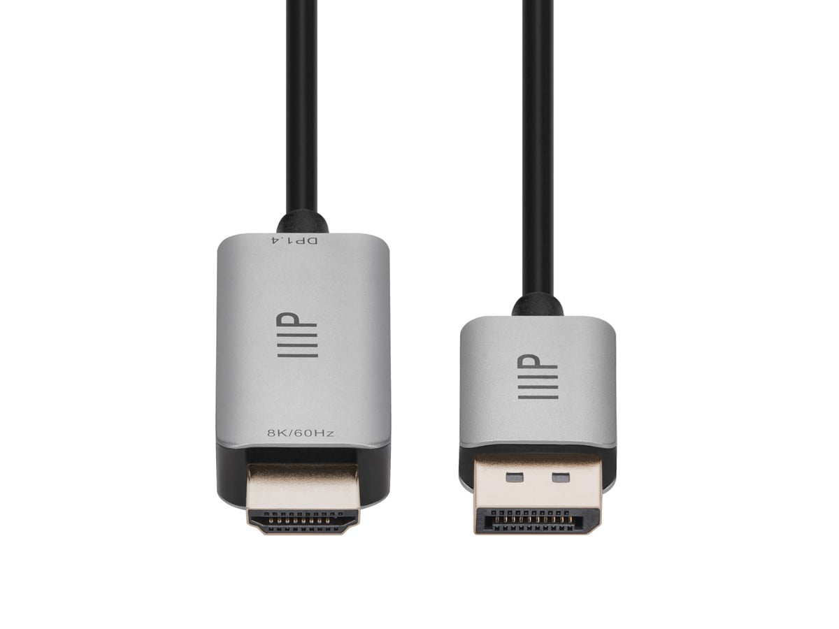 Monoprice DisplayPort 1.4 Cable to 8K HDMI - 6 Feet | 32AWG, 8K@60Hz, Up To 32.4Gbps Bandwidth, For Video Game Console, Gaming Monitor, Apple TV, or Laptop Computer