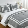 thumbnail image 2 of Chezmoi Collection Wyatt 7-Piece King Bed in a Bag Comforter Set with Sheets Hotel Style Gray/White Square Pattern Bedding Set, 2 of 9