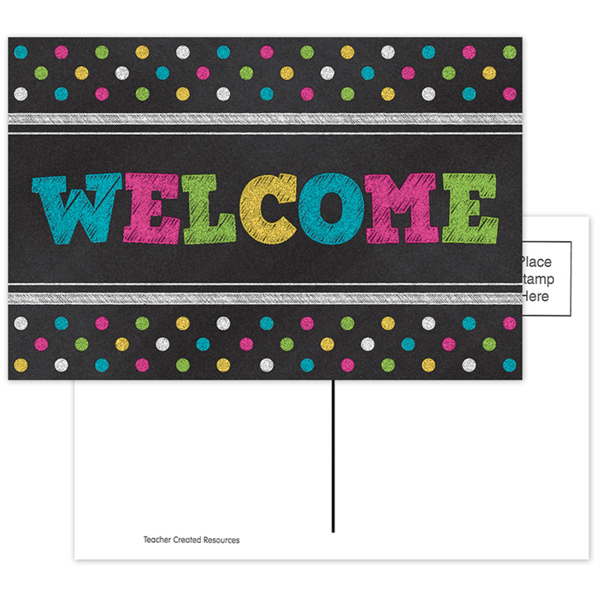 5838 Teacher Created Resources Chalkboard Bright'S Welcome Postcards 