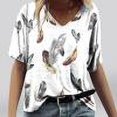 thumbnail image 1 of Mode Femmes Impression Décontractée V-Cou Manches Courtes T-shirt en Vrac Tops Floral Print Femmes Tops Femmes Manches Courtes Tops Femmes, 1 of 4