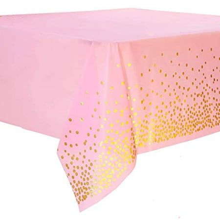 

EMAAN 2 Pack Pink Premium Rectangle Table Plastic Tablecloth Party Table Cloths Disposable 54 x 108 inches Gold Dots Rectangular Waterproof Table Cover for Parties Wedding Baby Shower